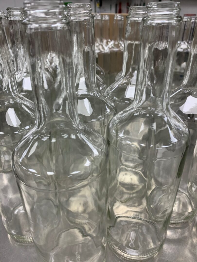 Glass bottles with long necks